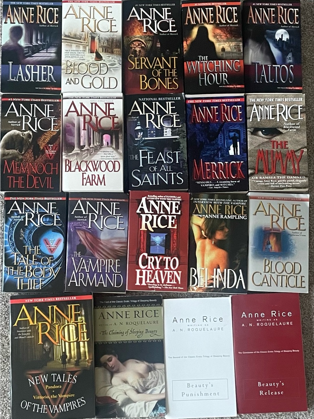 Large lot of Anne Rice Paperback Novels (19)